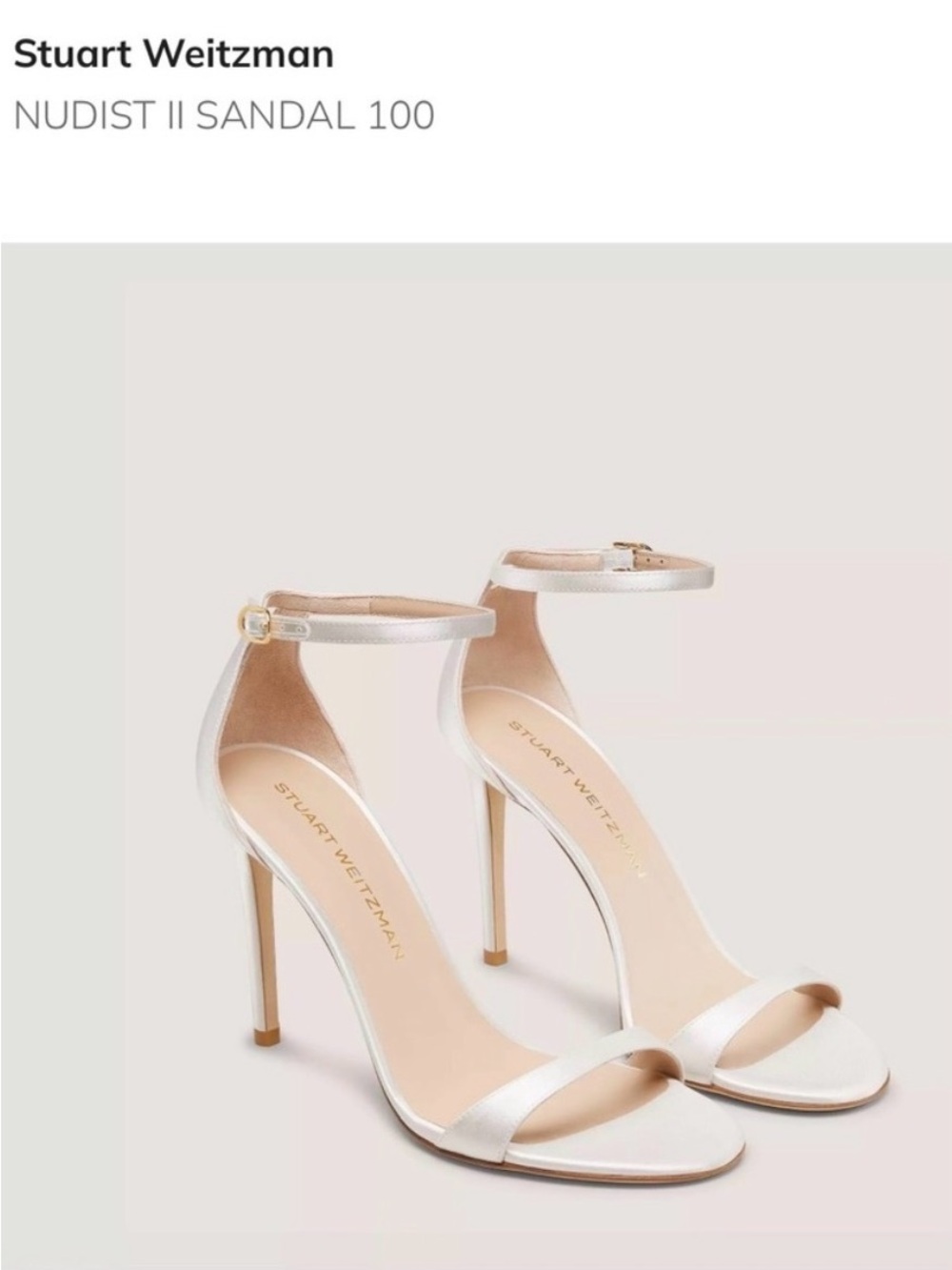 Stuart Weitzman White Satin Ankle-Strap Stiletto Sandals